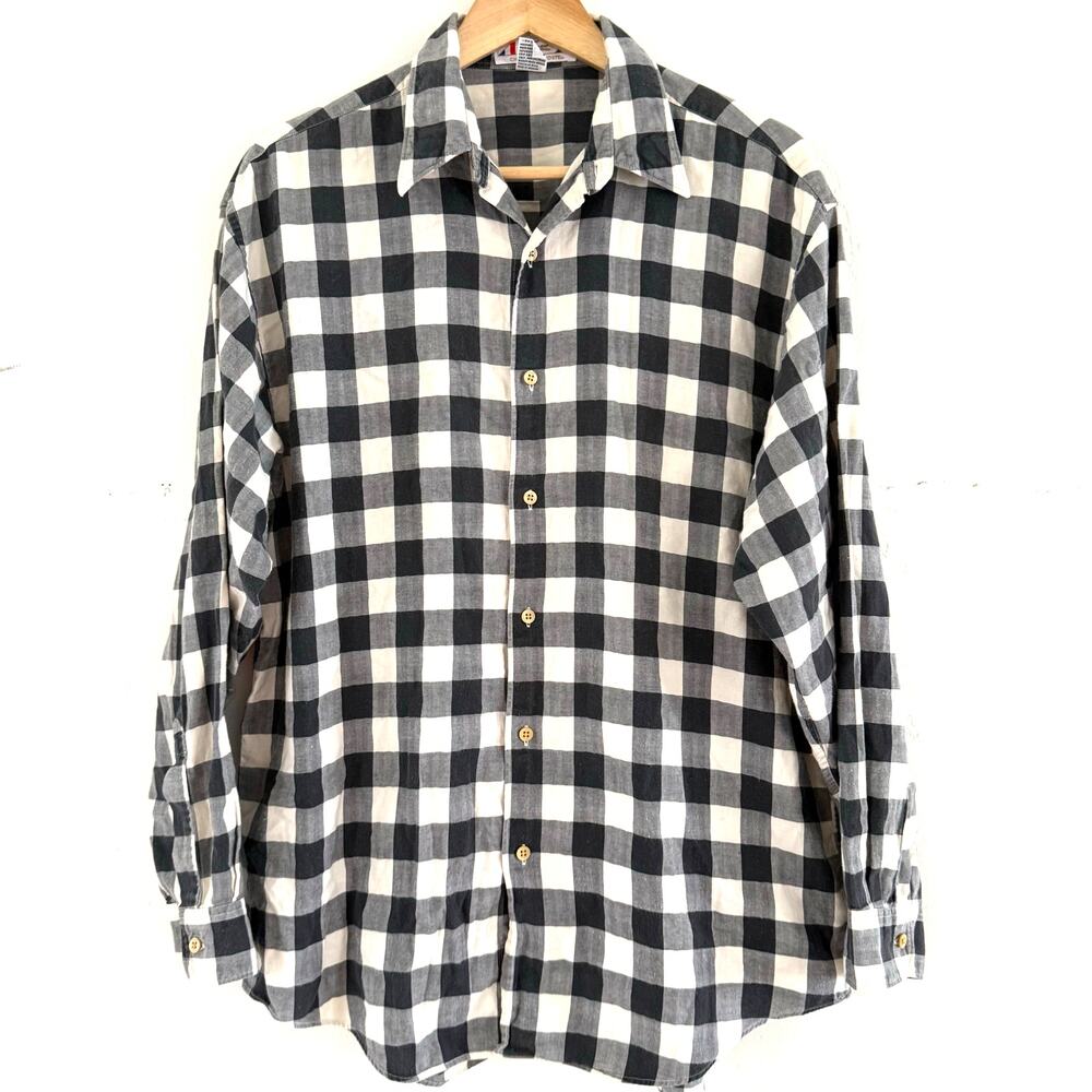 Chemise Lacoste Check Print Long Sleeve Button Front Shirt‎ Men's Size Medium